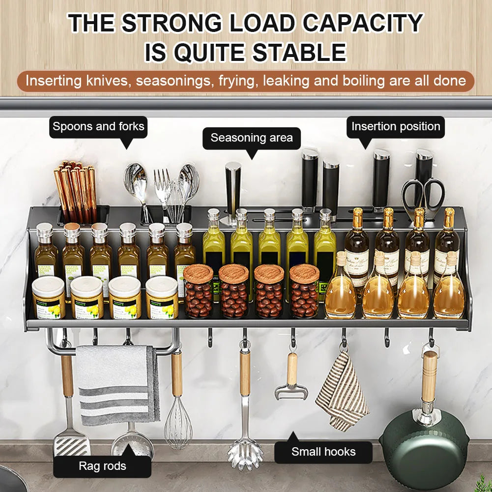 Compact Hanging Storage Rack For Kitchen Spices And Utensils