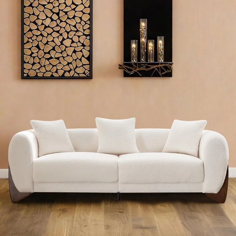 Combination Sherpa Boucle U Shaped Sofa With Deep Cushion