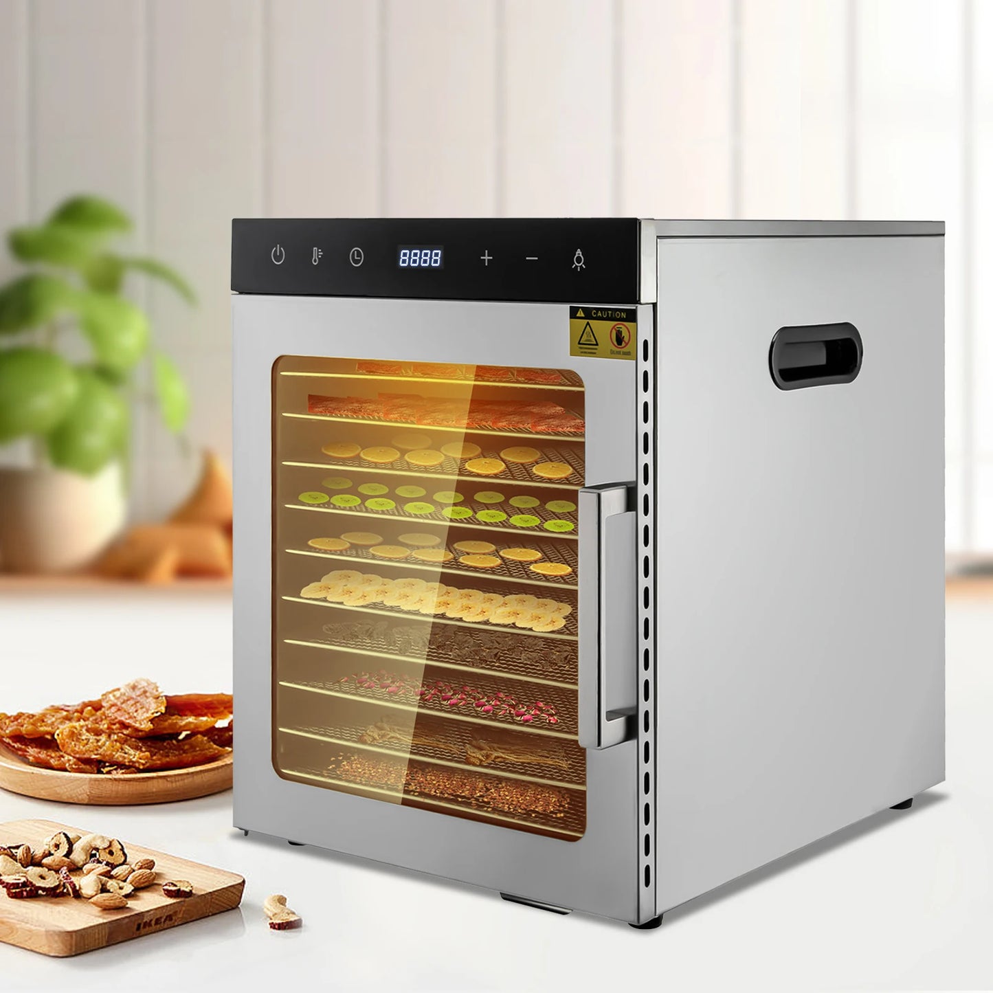 800W Electric Food Dehydrator With Digital Temperature Trays