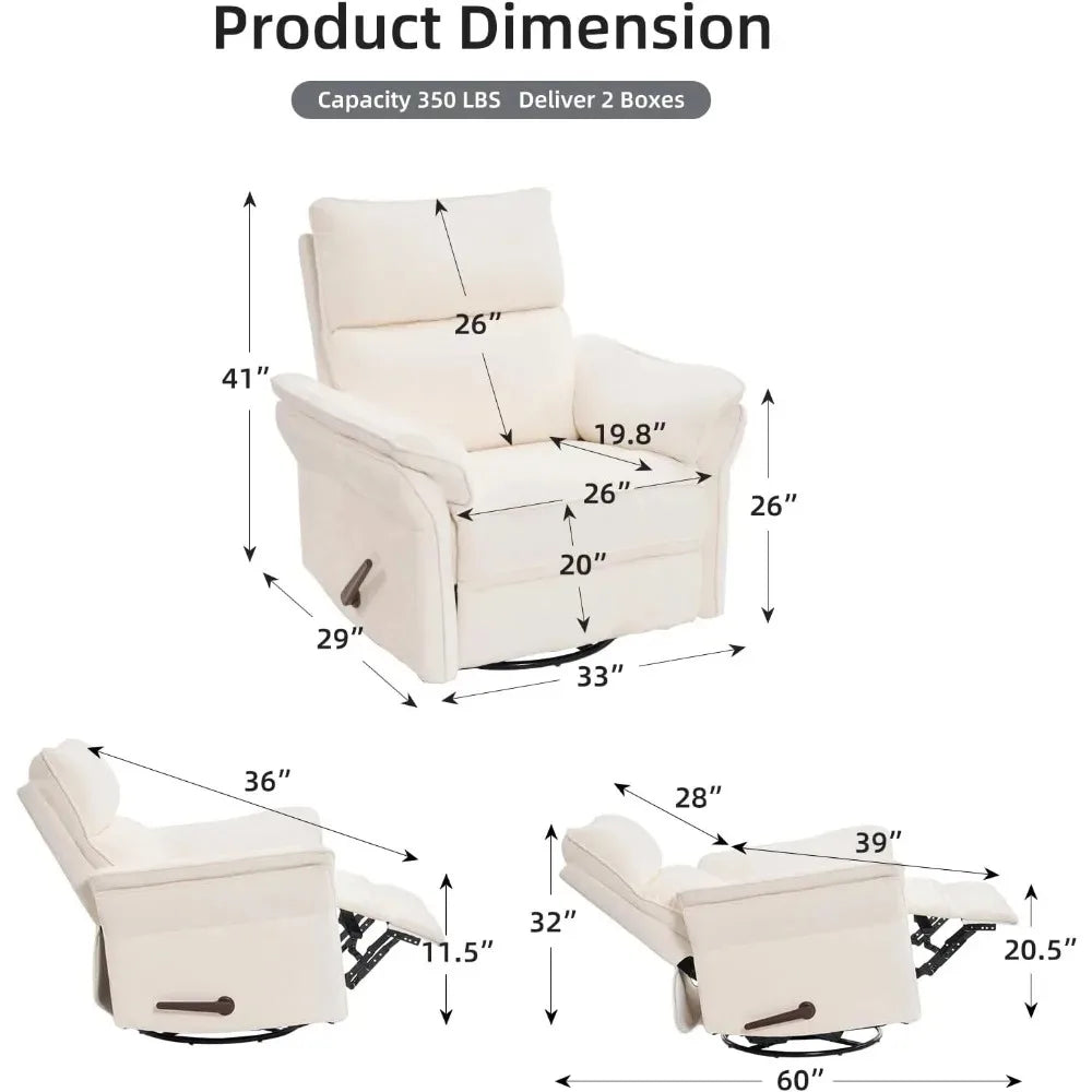 Recliner Chair With 360 Degree Swivel And Adjustable Headrest