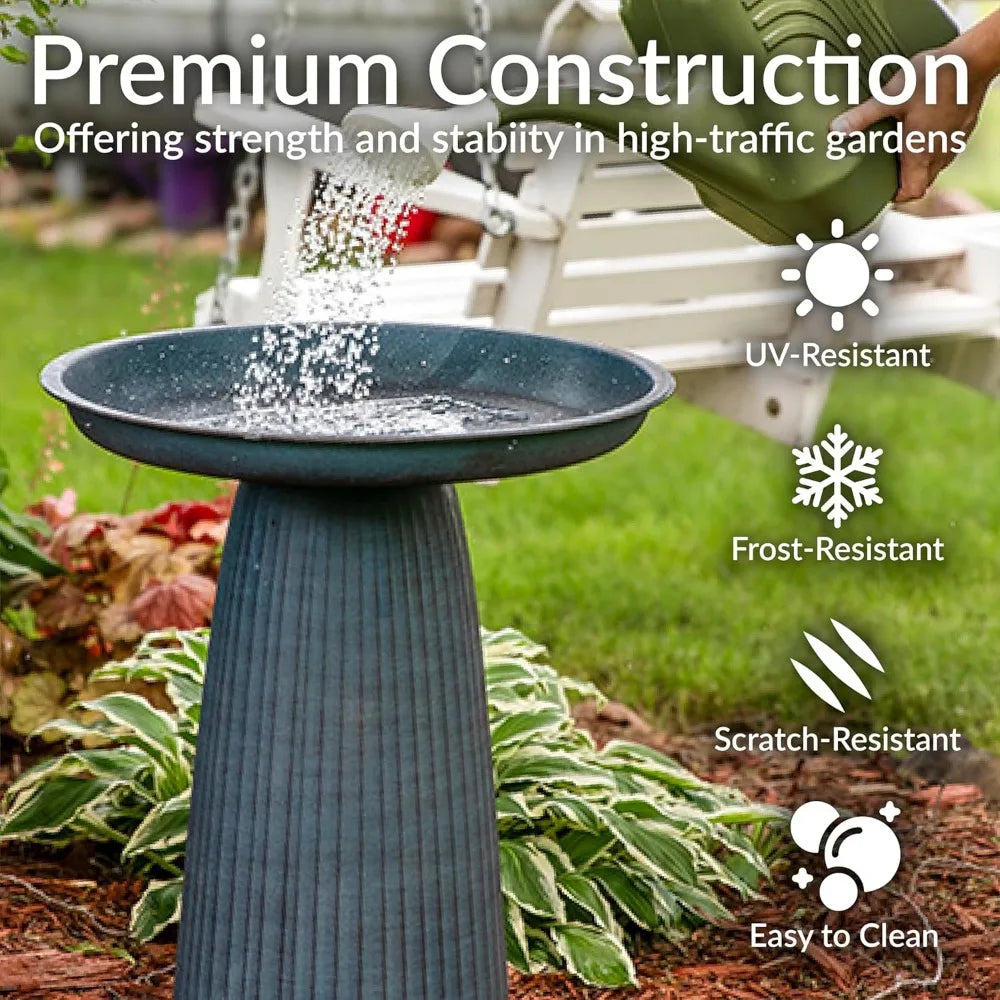 SuperDurable Weatherproof Garden Metal Ornamental Bird Bath Outdoor UV Protective