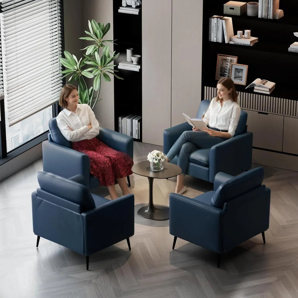 Mid Century Faux Leather Accent Chairs Set of 2 for Living