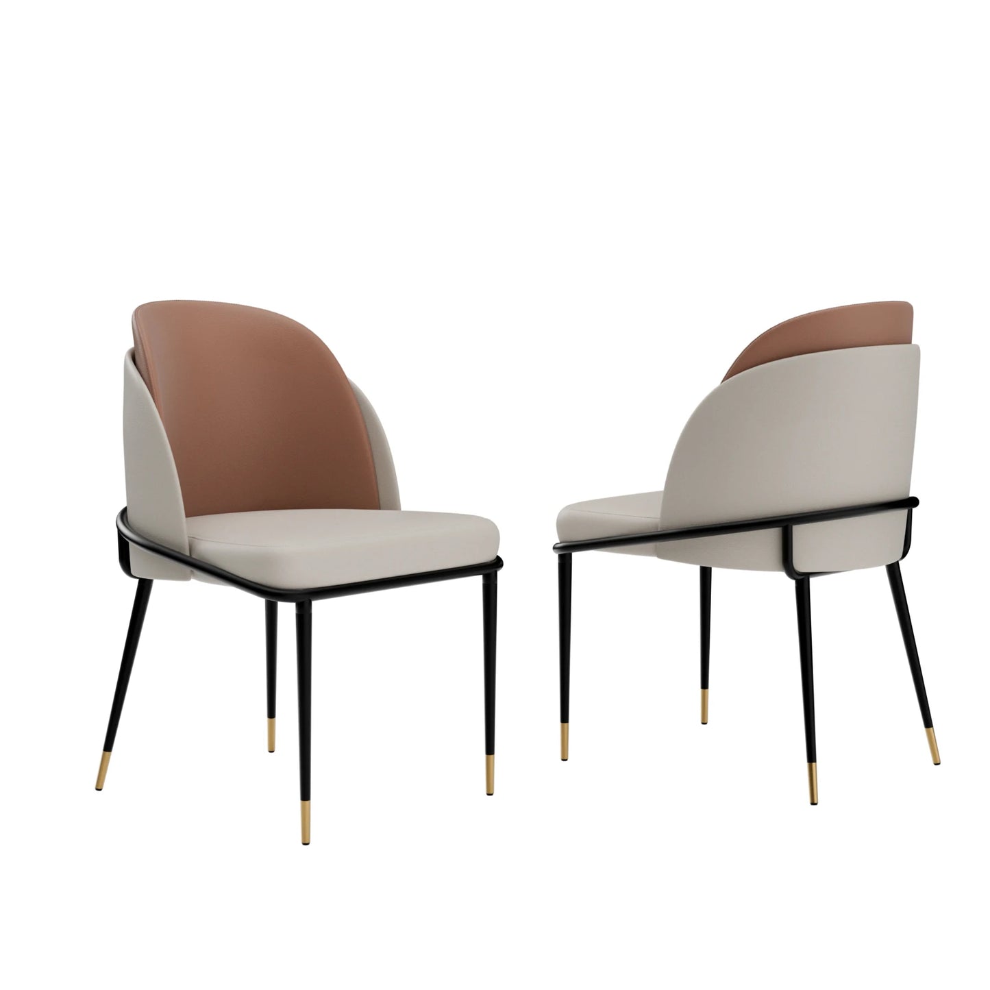 Set Of 2 Luxurious Upholstered Dining Chairs In Microfiber Leather