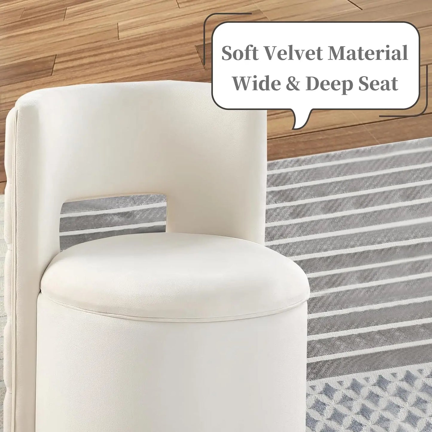 Swivel Storage Velvet Round Vanity Chair With Tufted Back