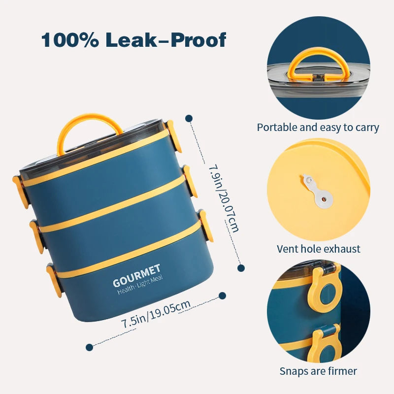 Stackable Three Layer Lunch Box Leakproof Microwave Safe