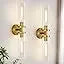 Wall Sconces Set Of Two Metal Fixtures With Clear Glass