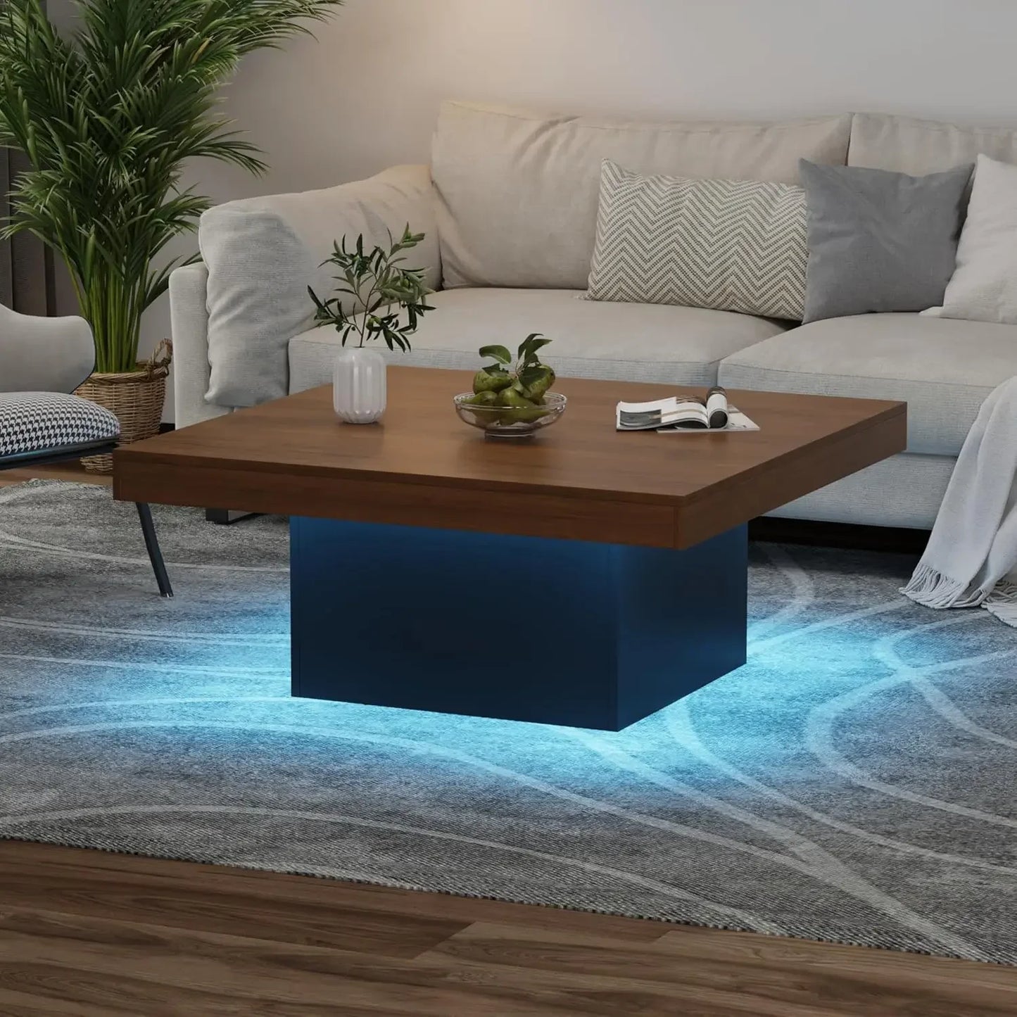 LED Light Square Coffee Table for Living Room and Office
