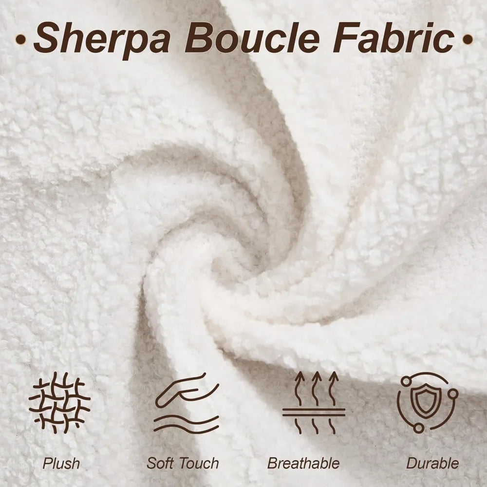 Combination Sherpa Boucle U Shaped Sofa With Deep Cushion