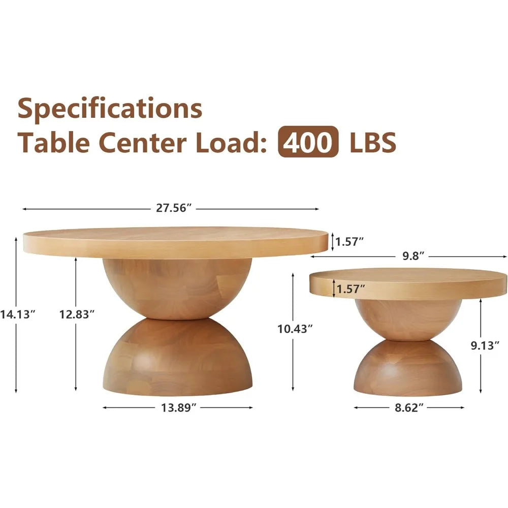 Solid Wood Nesting Coffee Tables Pair Mid Century Modern