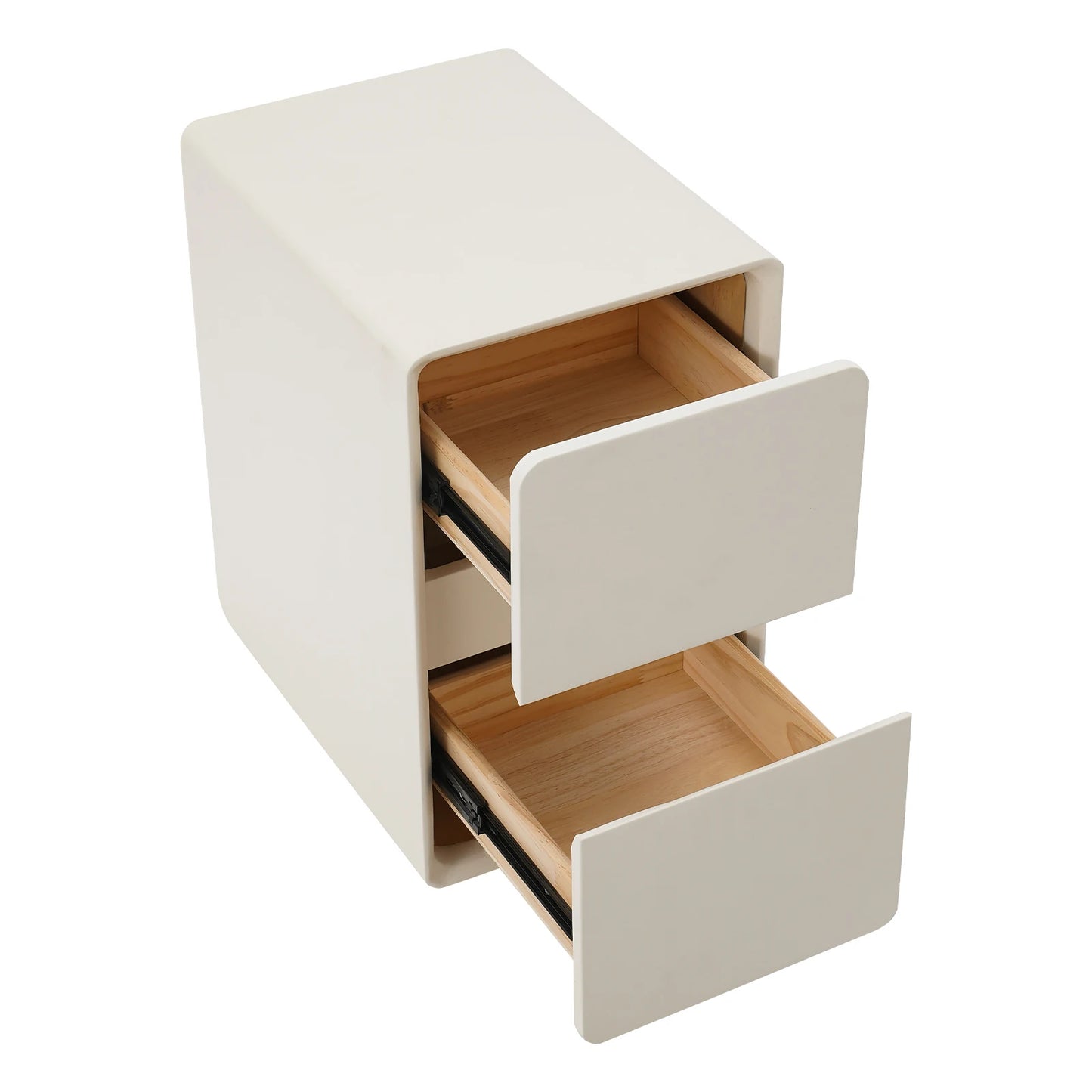 Narrow 2-Drawer Bedside Nightstand With Storage Cabinet