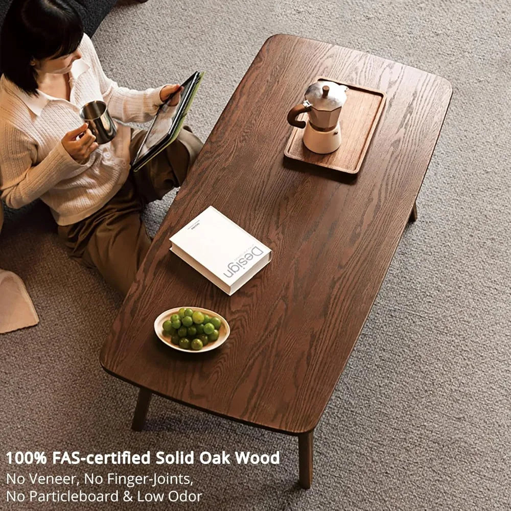 Oak Wood Coffee Table 2 Tier Modern Center Living Room