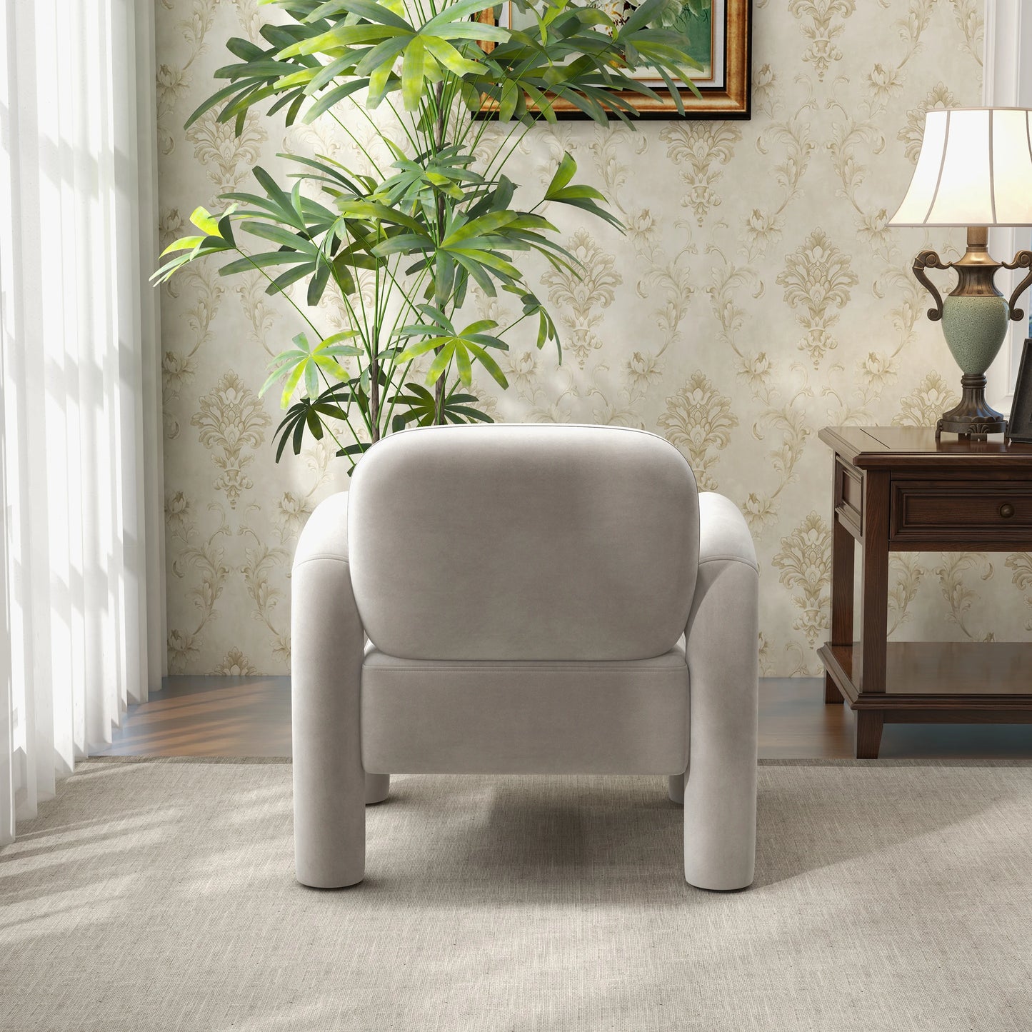 Seynar Mid Century Velvet Upholstered Accent Chair For Living Room
