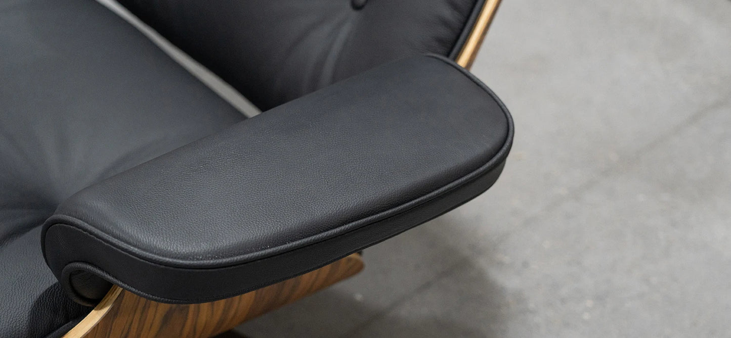 Genuine Leather Chaise Lounge Chair and Ottoman Living Room