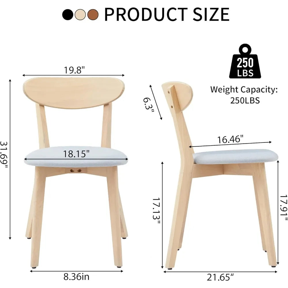 Mid Century Modern Linen Upholstered Dining Chair Set