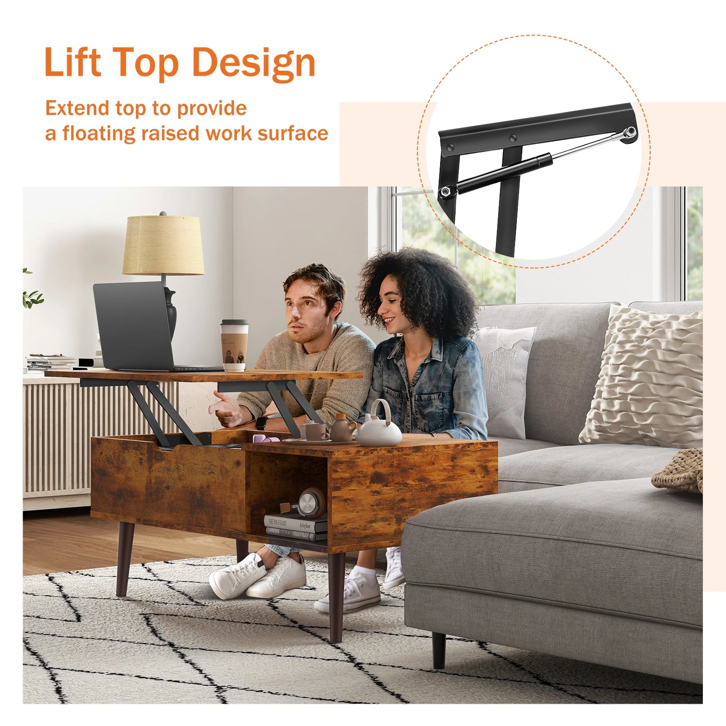Lift Top Coffee Table With Adjustable Height And Storage