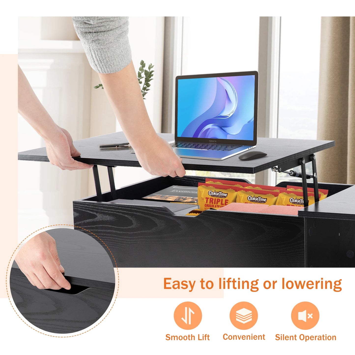 Lift Top Coffee Table With Adjustable Height And Storage