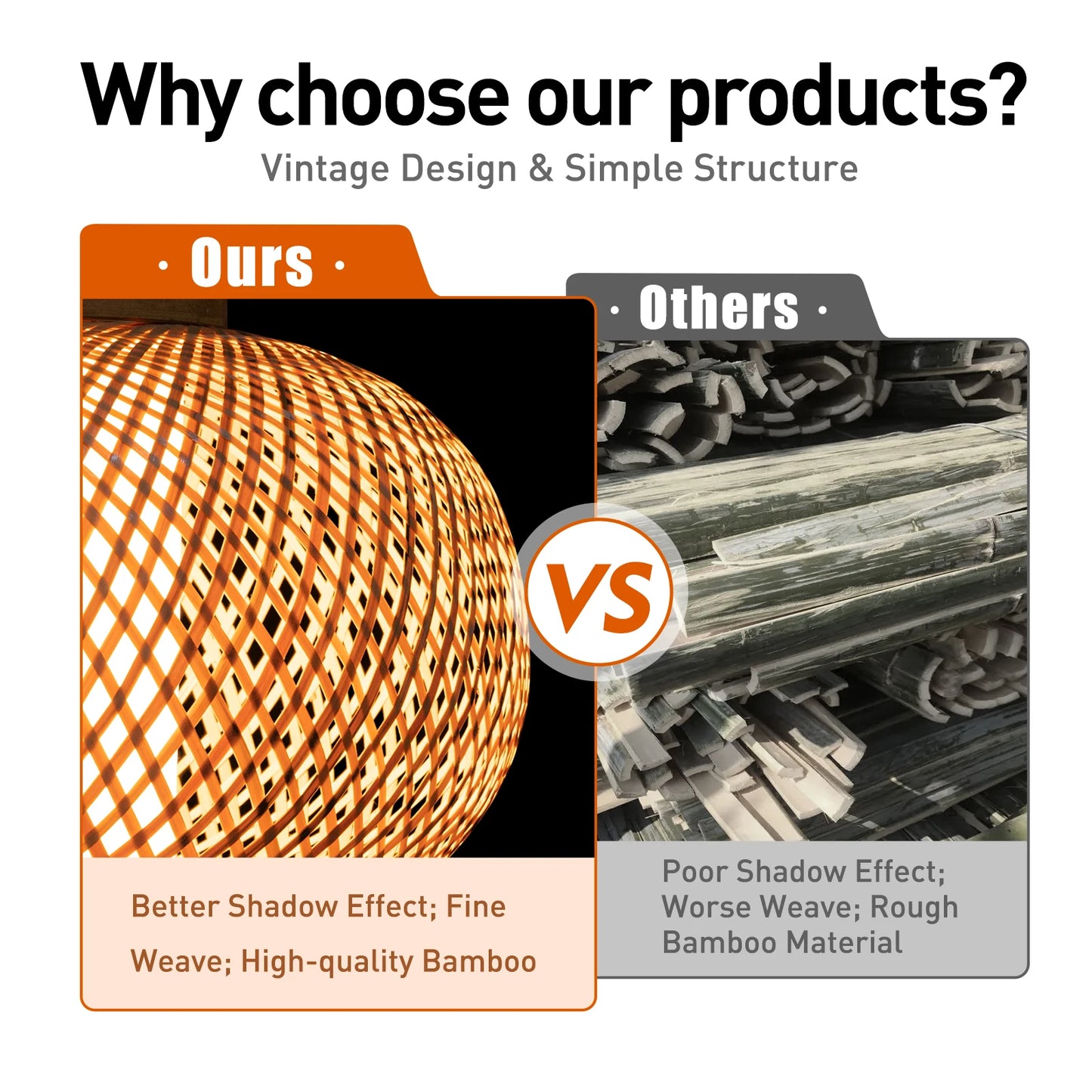 Bamboo Pendant Light Boho Ceiling Lamp Fixture for Decor