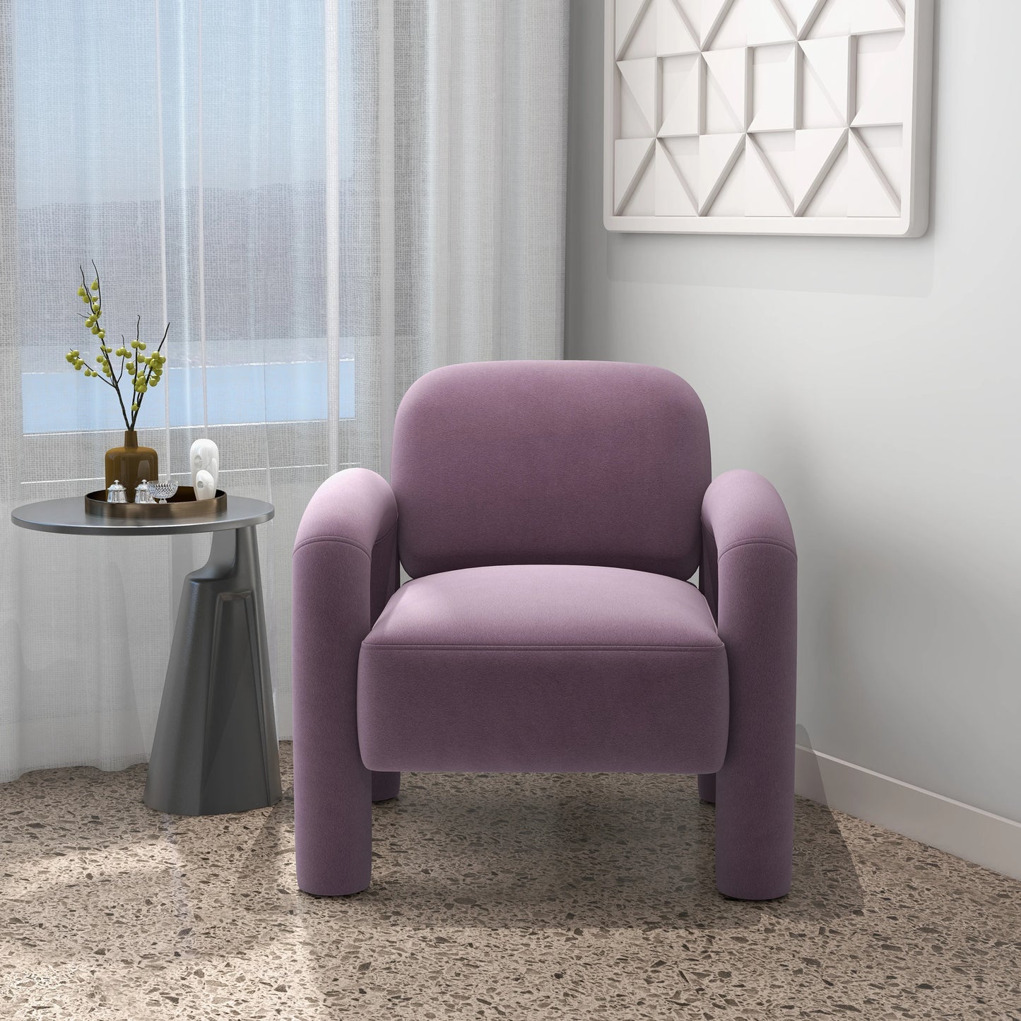 Seynar Mid Century Velvet Upholstered Accent Chair For Living Room