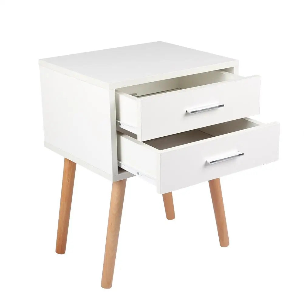Two Drawer Nightstand with Bedside Storage Cabinet