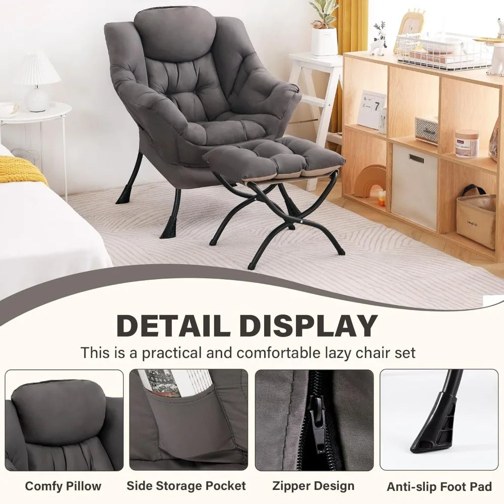 Modern Lounge Chair With Ottoman For Relaxation And Comfort