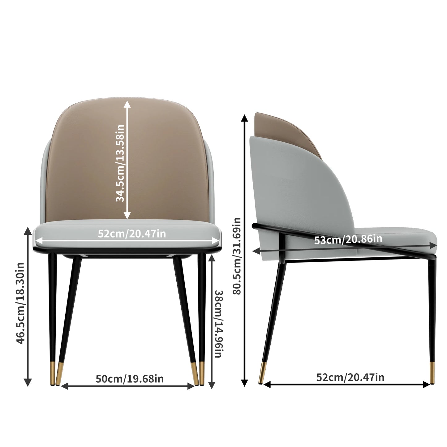 Set Of 2 Luxurious Upholstered Dining Chairs In Microfiber Leather