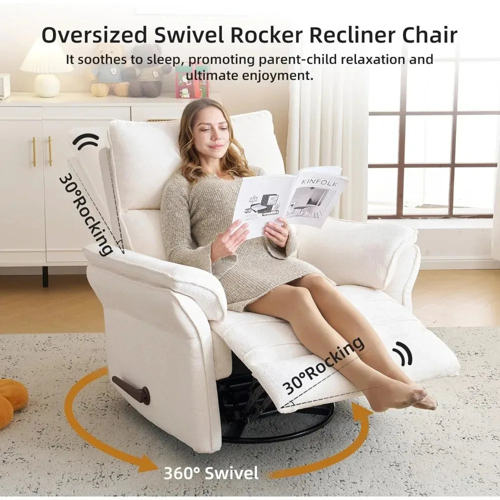 Recliner Chair With 360 Degree Swivel And Adjustable Headrest