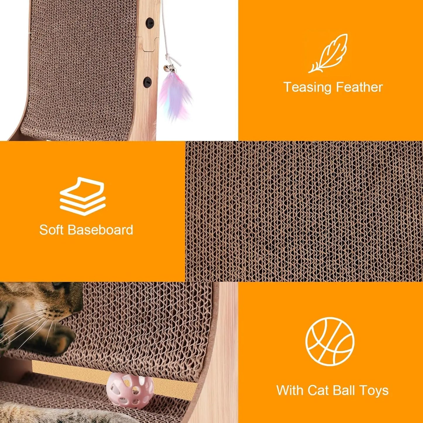 L Shape Cat Scratcher Indoor Cats Cardboard Scratching