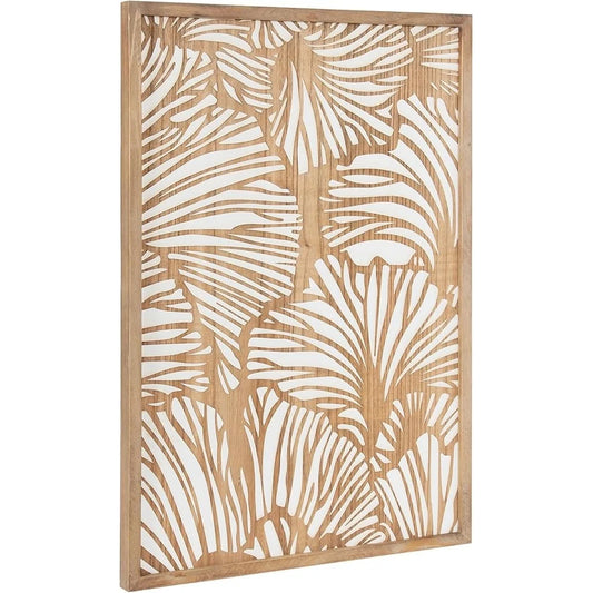 Ginkgo Leaf Wood Wall Art Plaque Modern Floral Design