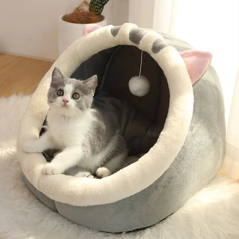 Deep Sleep Cartoon Cat Bed Foldable Removable Washable Pet