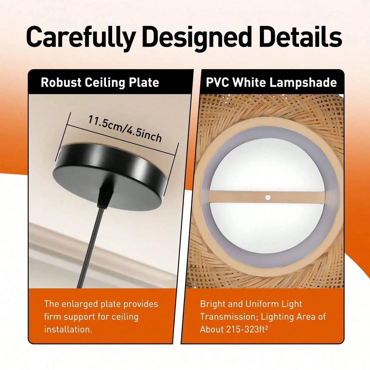 Vintage Bamboo Wicker Rattan Pendant Light Retro Ceiling