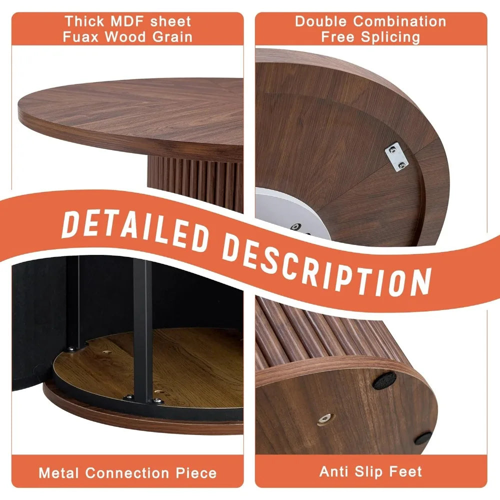 Round Dining Table Set With Suede Leather Chairs Modern Farmhouse