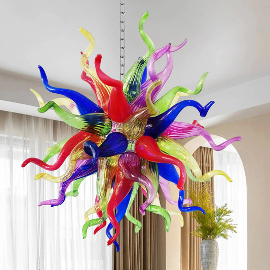 Longree Blown Glass Chandelier Art Deco Ceiling Light