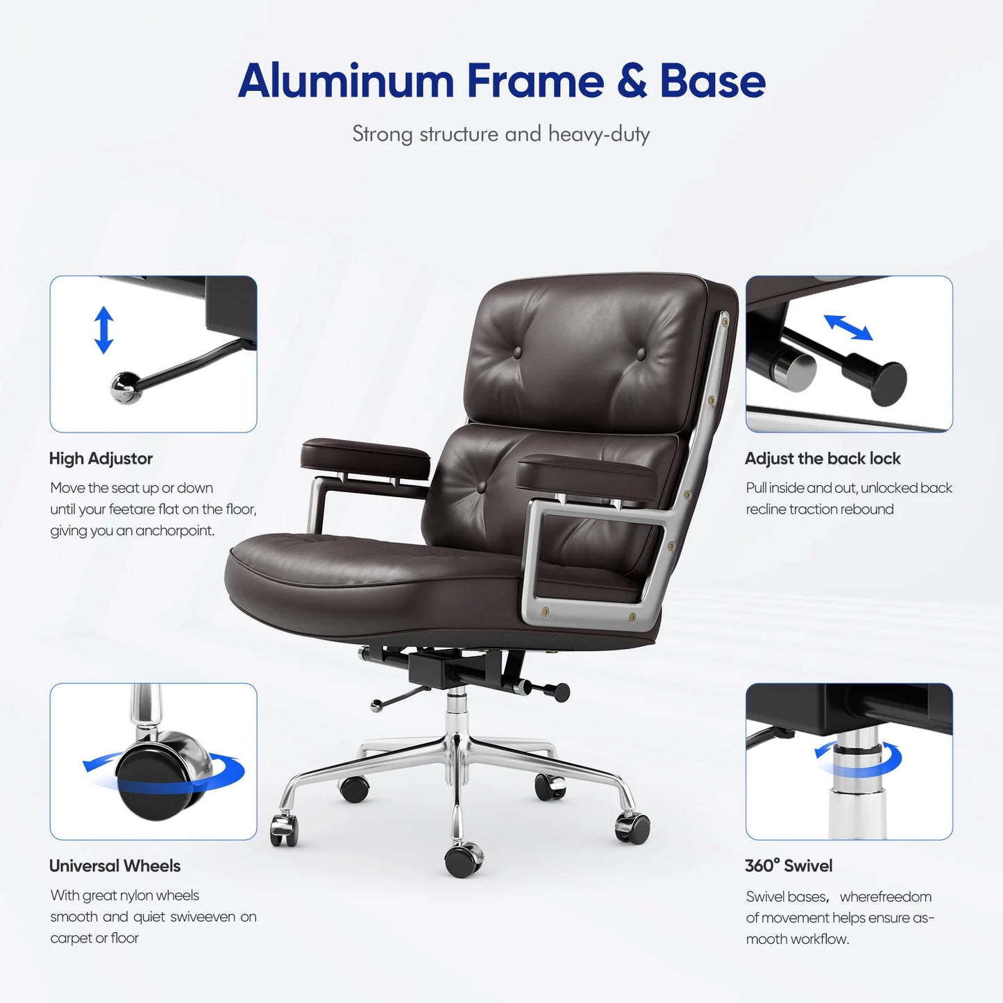 Executive Leather Office Chair With Ergonomic Swivel