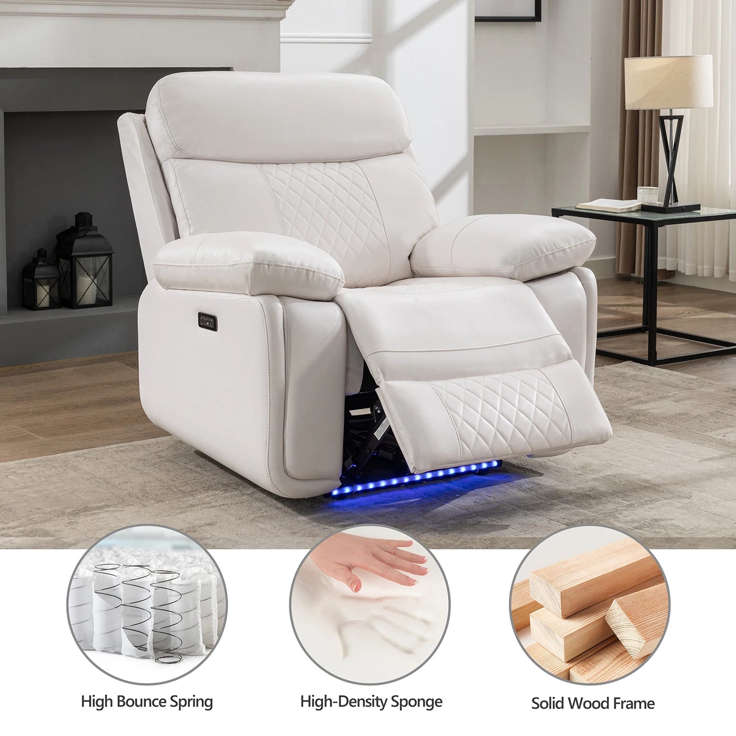 M046 Power Recliner Chair With LED Light And USB Port