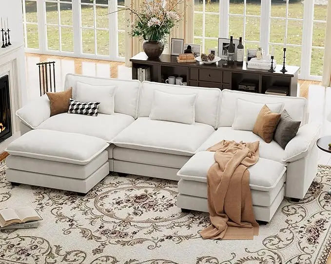 Modular Sectional Sofa With Movable Ottomans For Flexible Configurations
