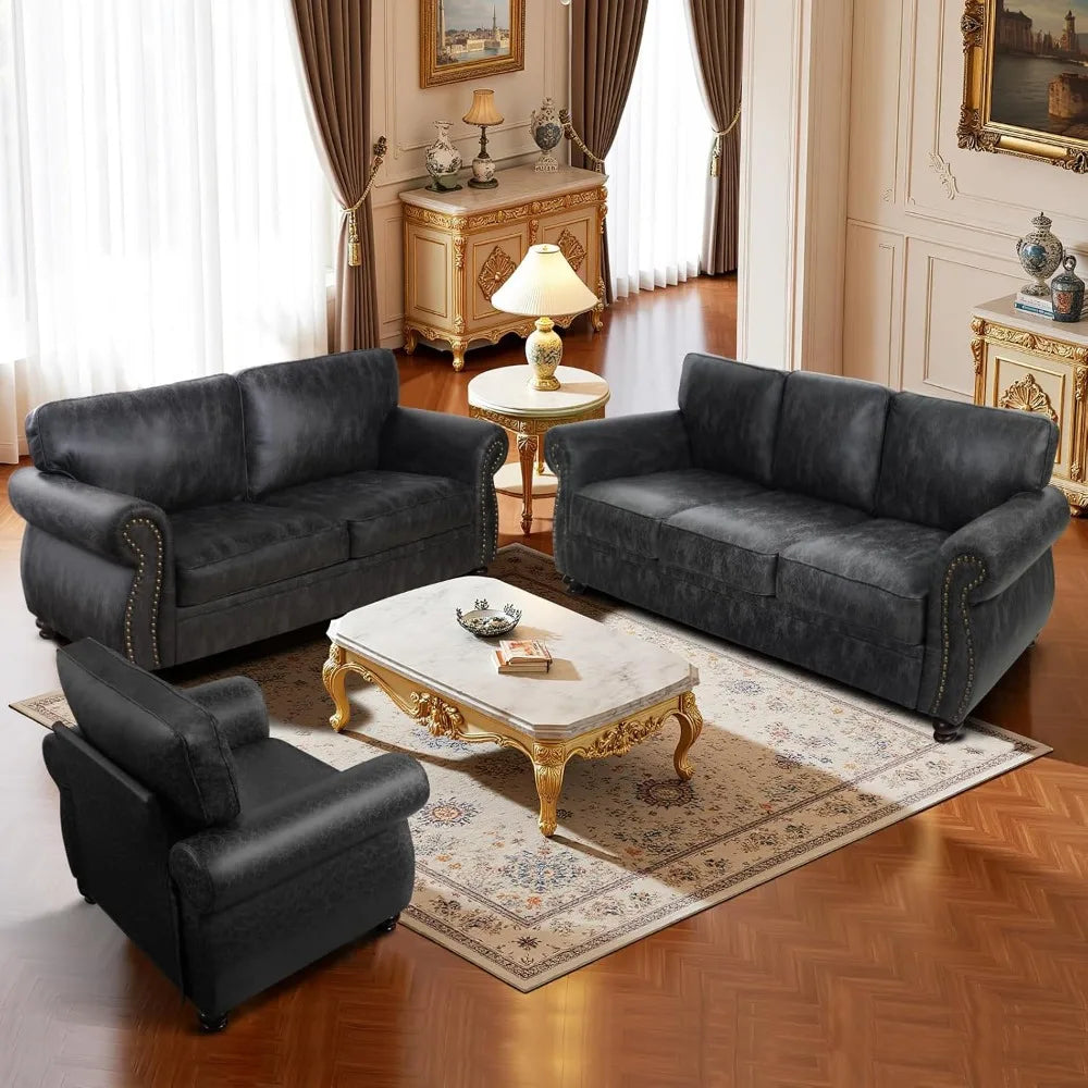 Mid Century Loveseat With Rivet Accents Removable Cover Solid Wood