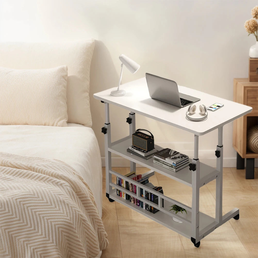 Height Adjustable Computer Desk With Wheels And Storage