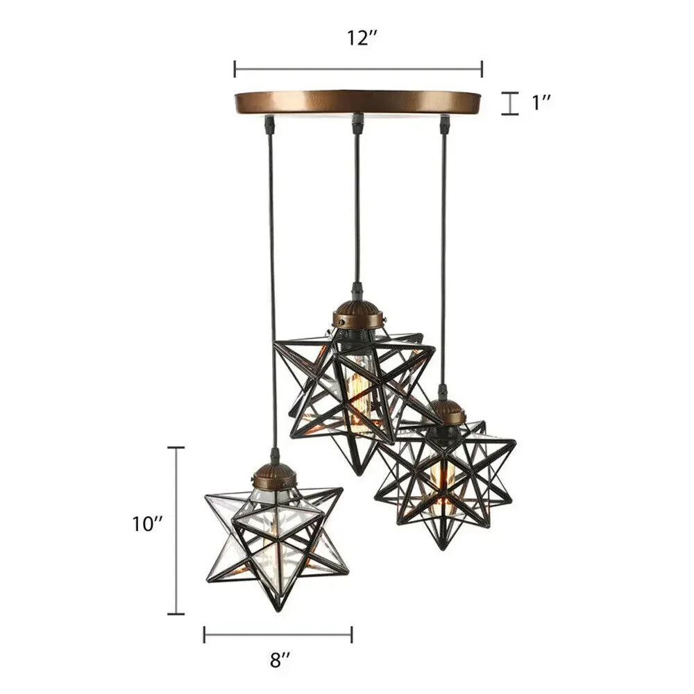 Moravian Star Pendant Chandelier Clear Glass Shade