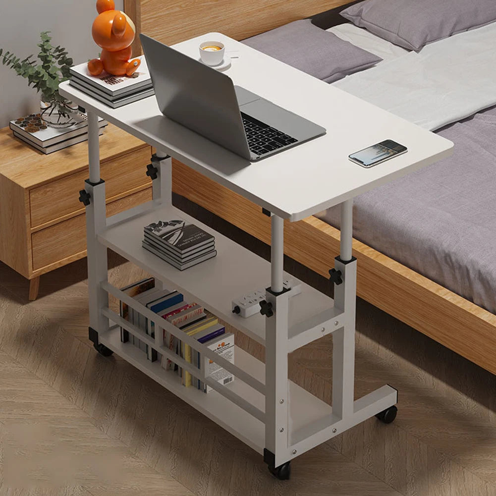 Height Adjustable Computer Desk With Wheels And Storage