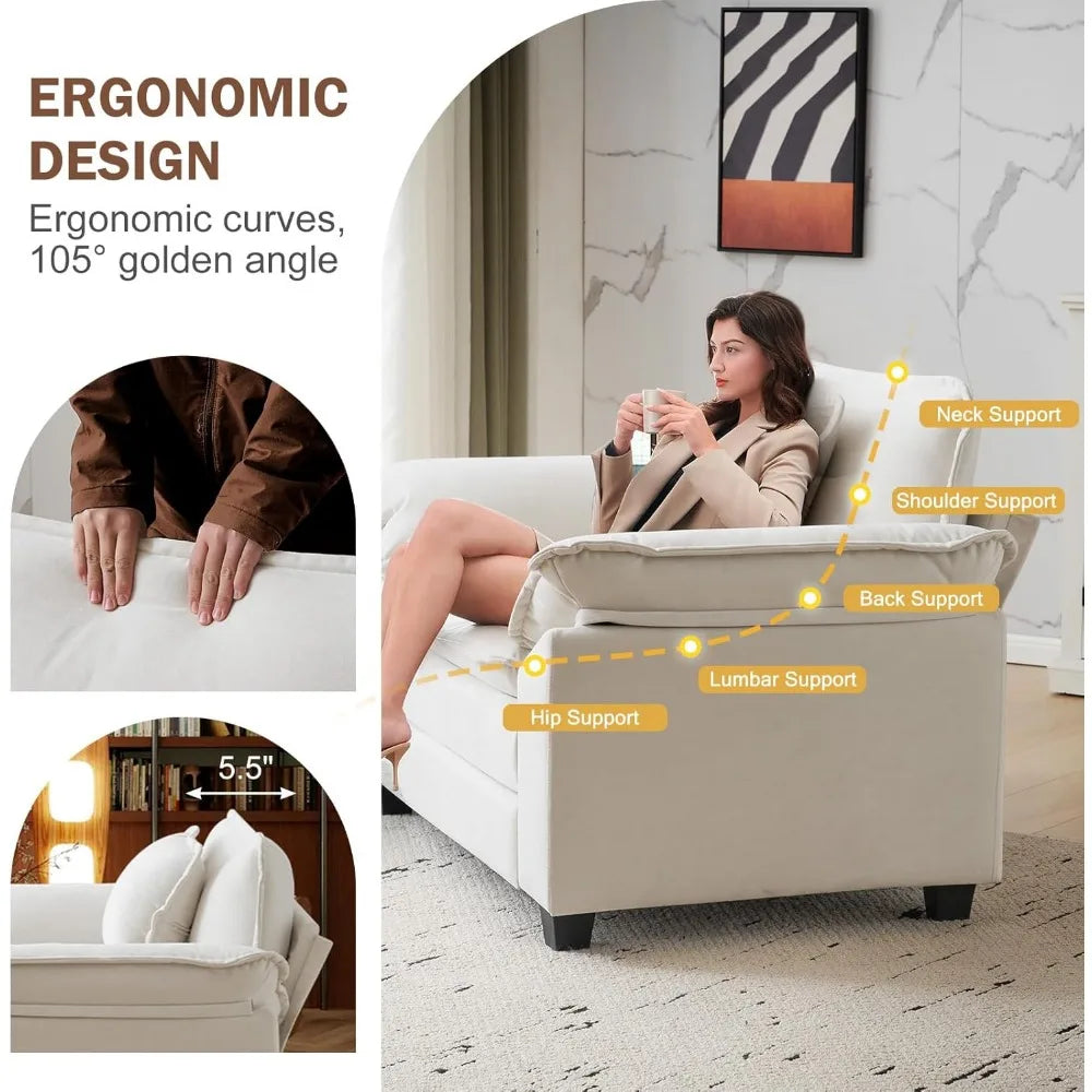 Velvet Oversized Accent Chair With Adjustable Backrest