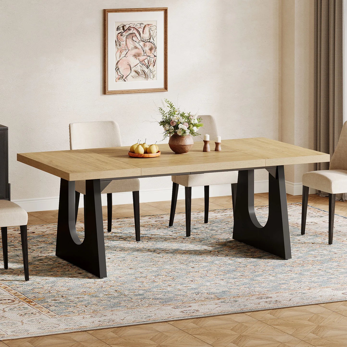 Tribesigns Rustic Wood Dining Table for Family Gatherings