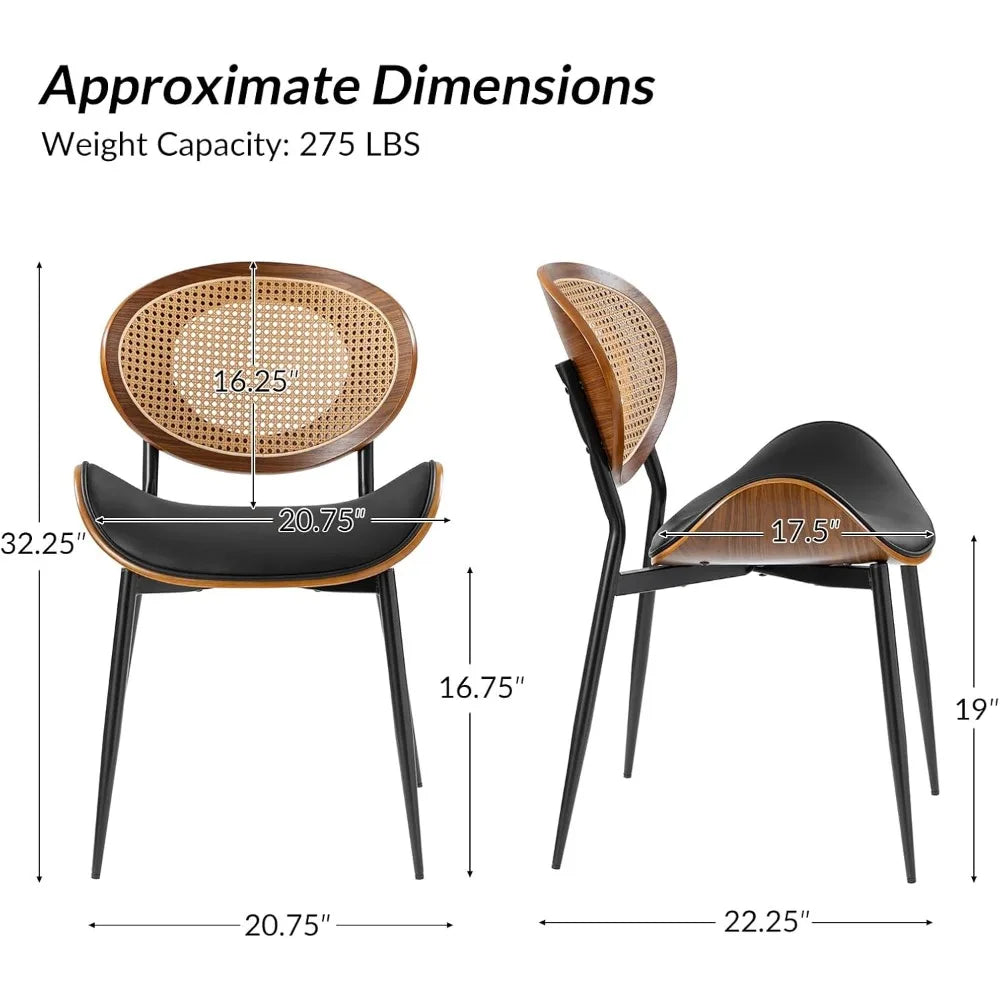 Luxu Set of Two Modern Chairs With Rattan Backrests