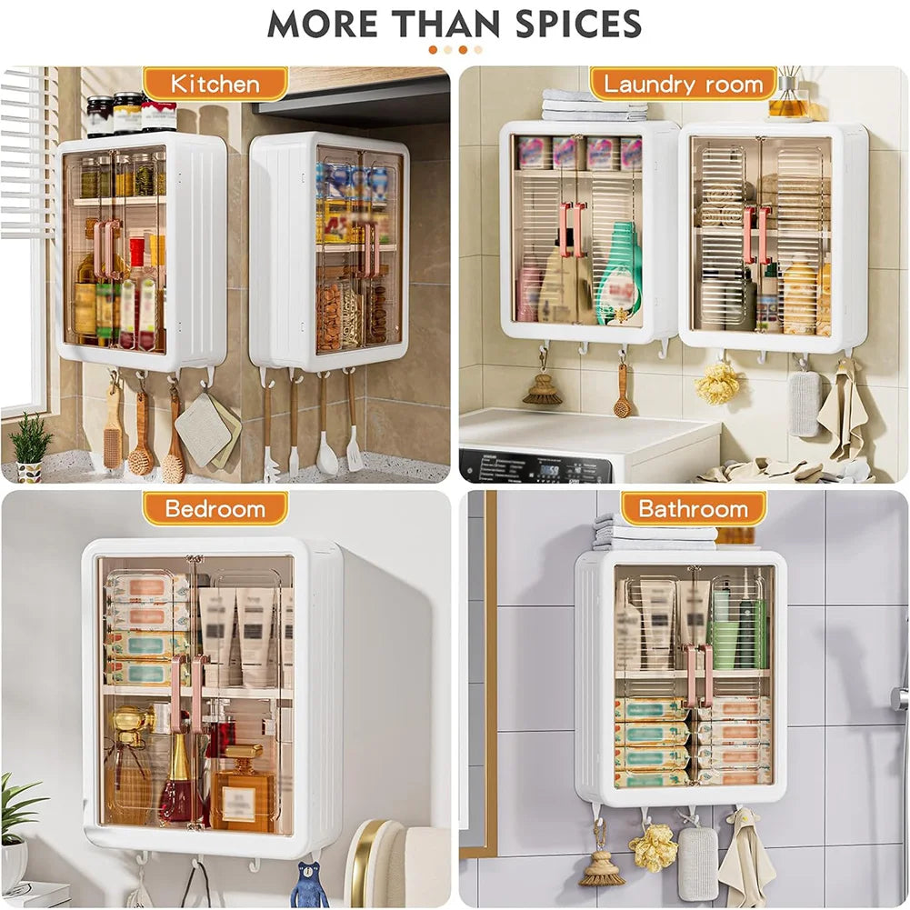 Multi Layer Seasoning Storage Rack With Hooks Kitchen