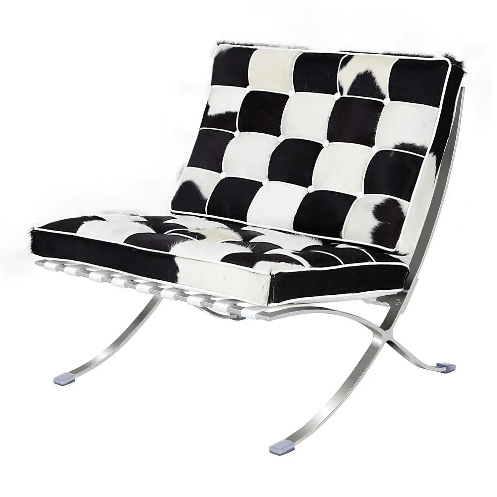 Mid Century Foldable Leather Lounge Chair With Foot Rest