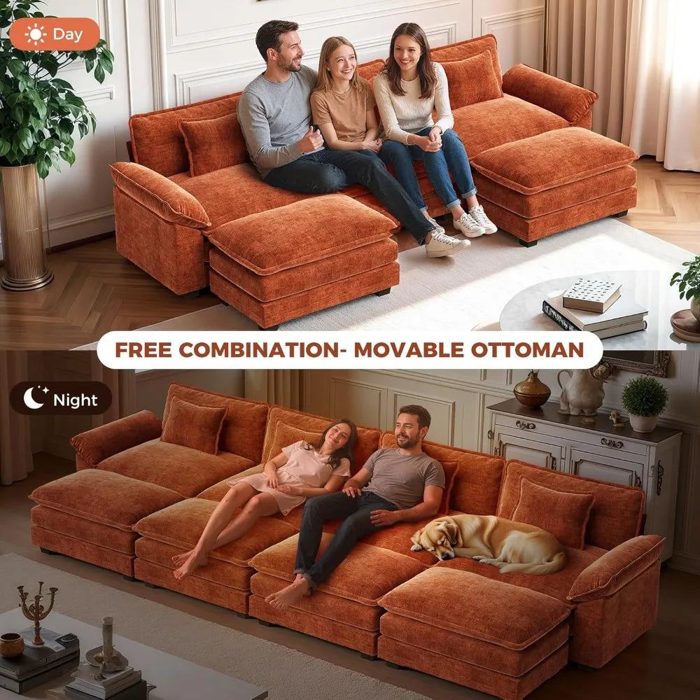 Modular Sectional Sofa With Movable Ottomans For Flexible Configurations