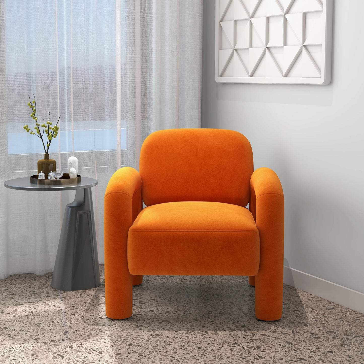 Seynar Mid Century Velvet Upholstered Accent Chair For Living Room