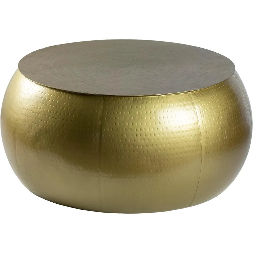 Ladis Modern Glam Gold Round Coffee Table For Living Room