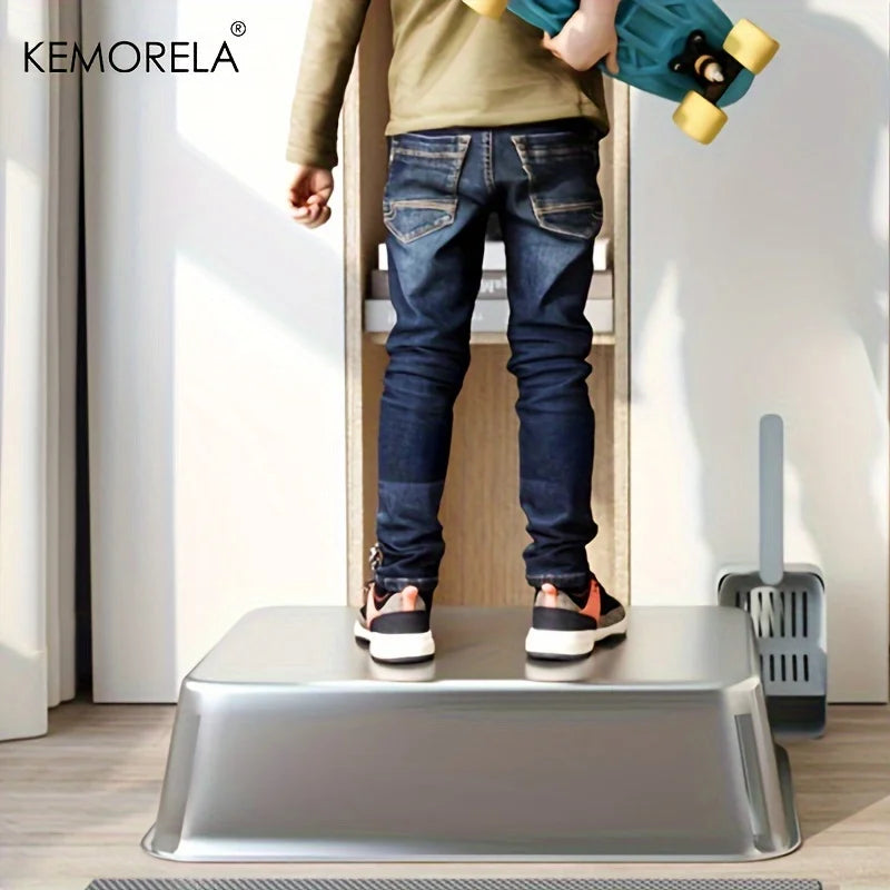 Stainless Steel Litter Box With High Side Lid And Spade