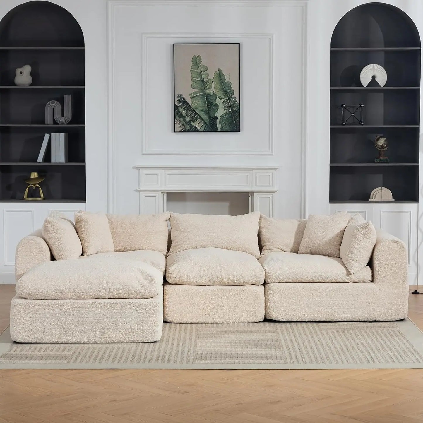Cloud Modular Sectional Sofa With Ottoman And Deep Fluffy Seat