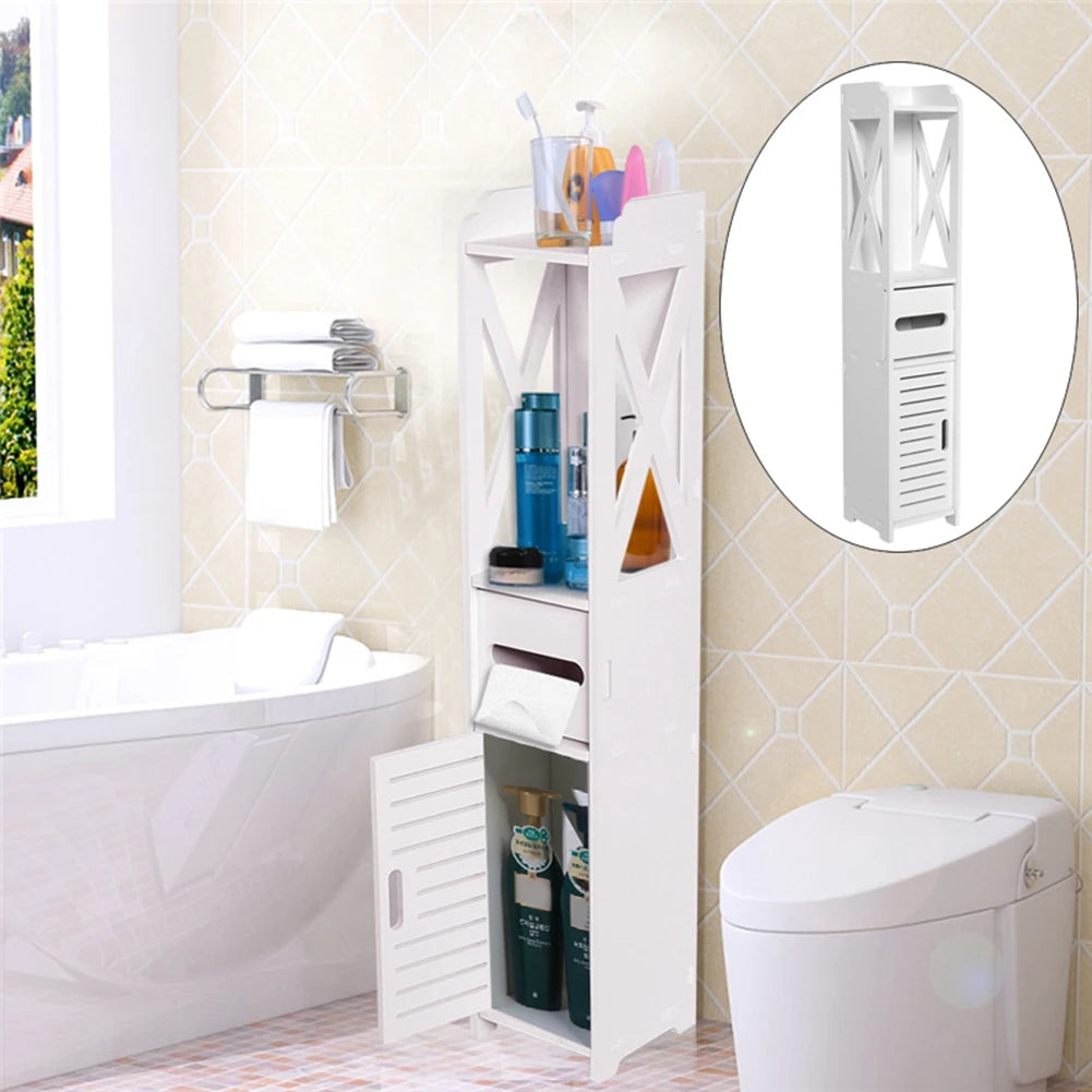 Bathroom Toilet Cabinet Cupboard With Tissue Storage Organizer